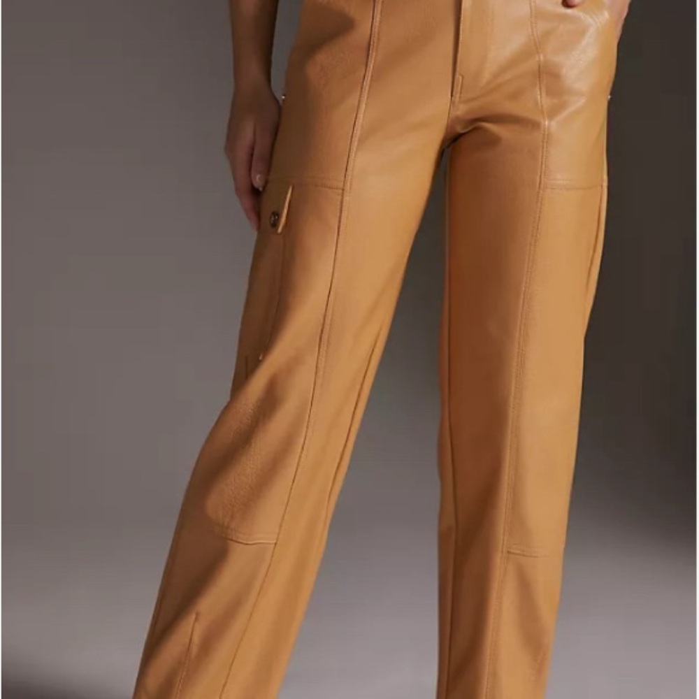 Anthropologie faux leather utility cargo pants